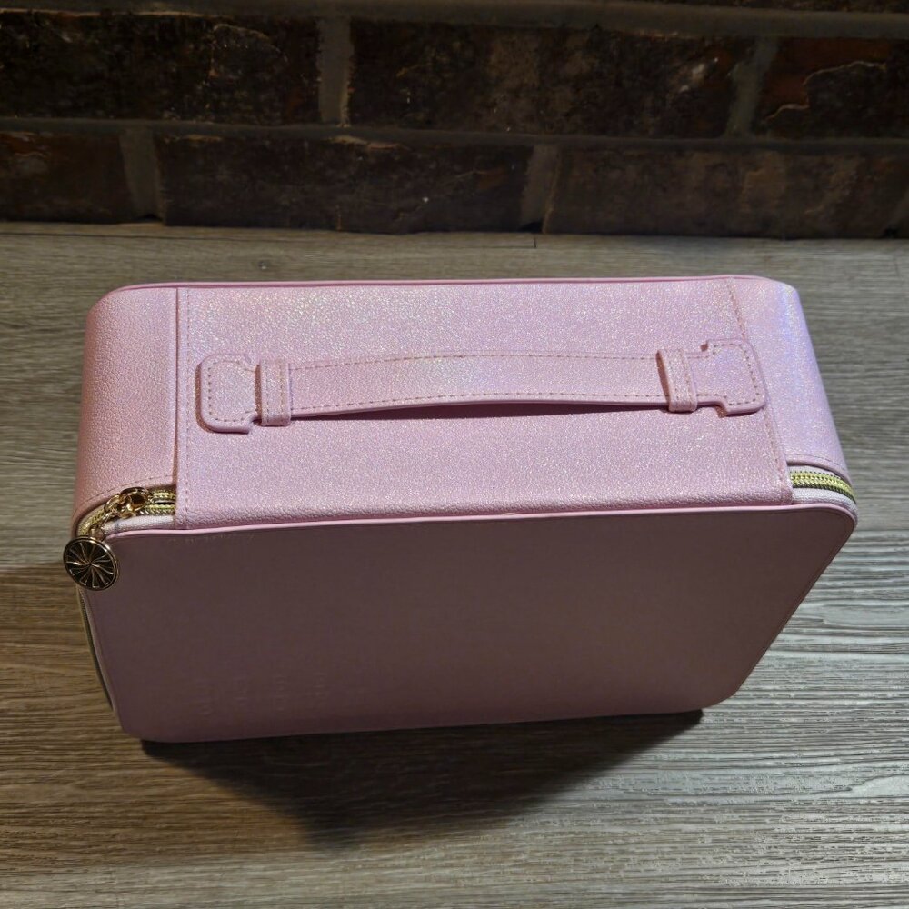 Bobbi Brown Makeup Beauty Case With Mirror & Handle Shimmery Pink Zip Closure - Picture 3 of 7